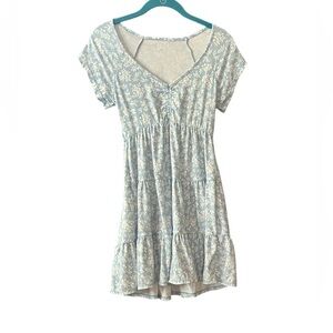 No Boundaries Juniors Tiered‎ Jersey Babydoll Mini Dress Size Small Blue & White